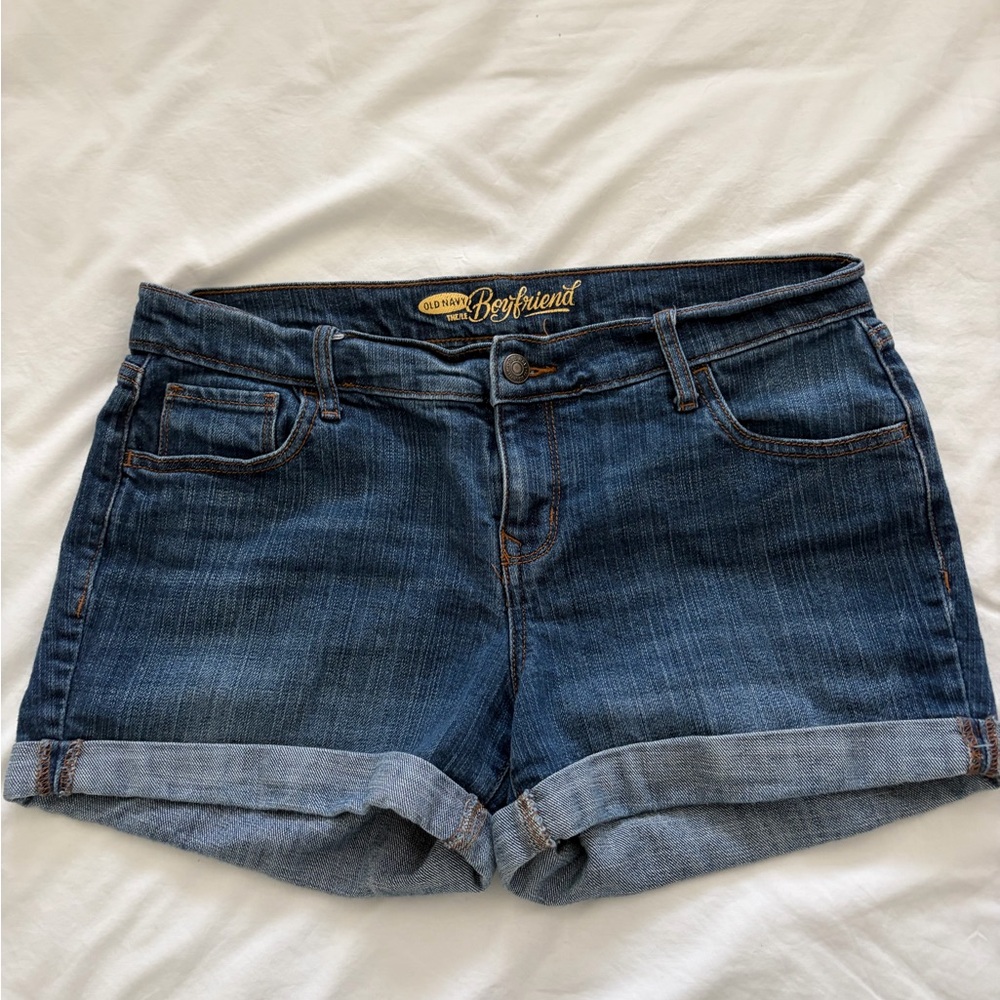 Old Navy Boyfriend Rolled Hem Blue Denim Shorts